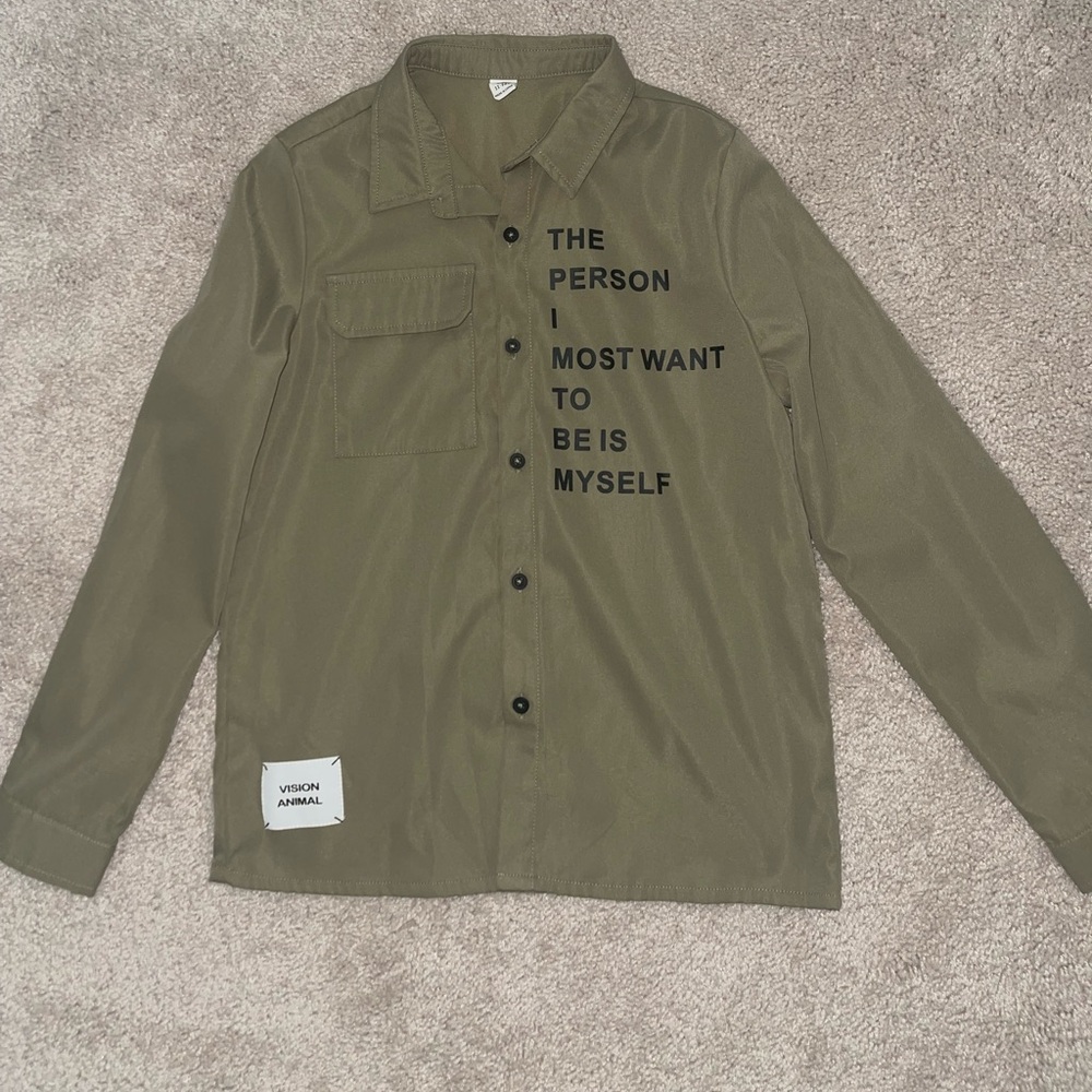 Button down green comfy shirts fort kids size 11-12 youth